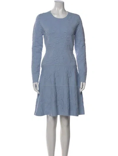 Pre-owned Lela Rose Floral Print Knee-length Dress In Blue