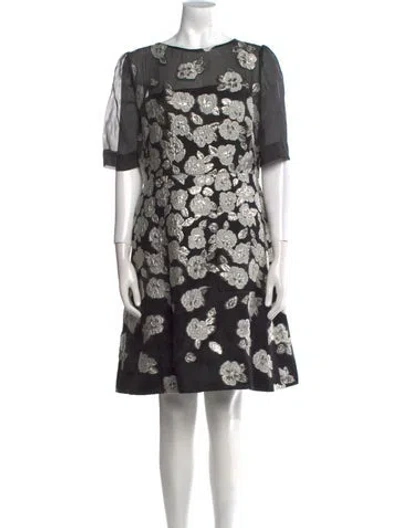 Pre-owned Lela Rose Floral Print Knee-length Dress In Multi