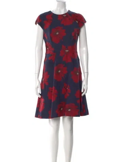 Pre-owned Lela Rose Floral Print Knee-length Dress In Multi