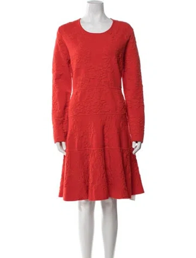 Pre-owned Lela Rose Floral Print Knee-length Dress In Orange