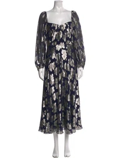 Pre-owned Lela Rose Floral Print Long Dress