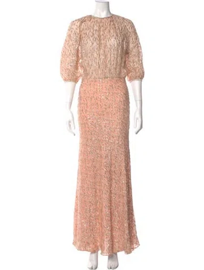 Pre-owned Lela Rose Floral Print Long Dress