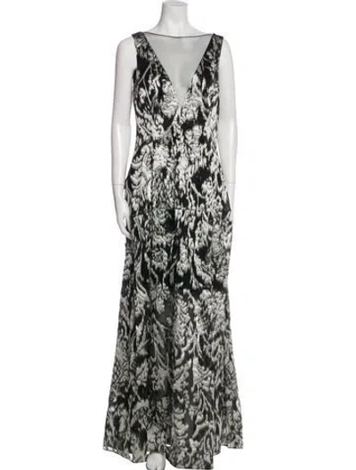 Pre-owned Lela Rose Floral Print Long Dress In Multi