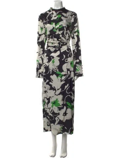 Pre-owned Lela Rose Floral Print Long Dress In Multi