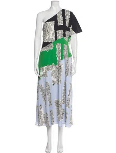 Pre-owned Lela Rose Floral Print Long Dress In Multi