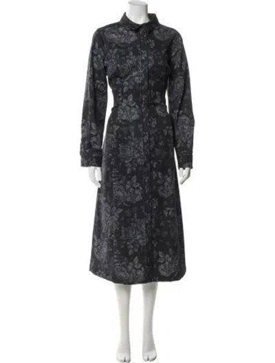 Pre-owned Lela Rose Floral Print Long Dress W/ Tags In Black
