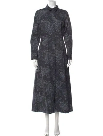 Pre-owned Lela Rose Floral Print Long Dress W/ Tags In Black