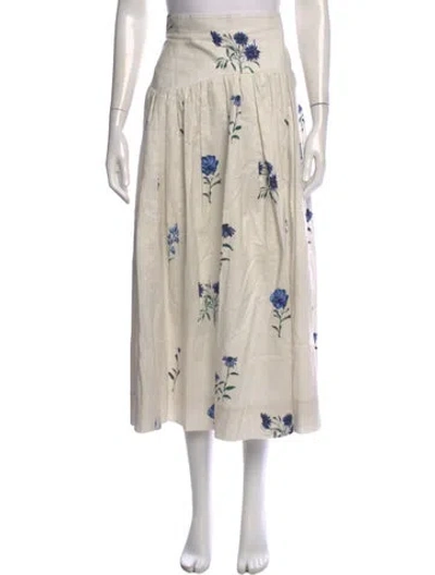 Pre-owned Lela Rose Floral Print Long Skirt In Neutral