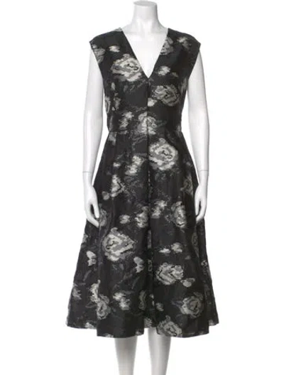 Pre-owned Lela Rose Floral Print Midi Length Dress In Multi