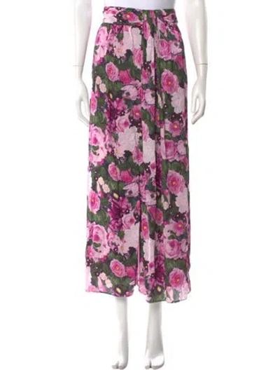 Pre-owned Lela Rose Floral Print Midi Length Skirt W/ Tags In Pink