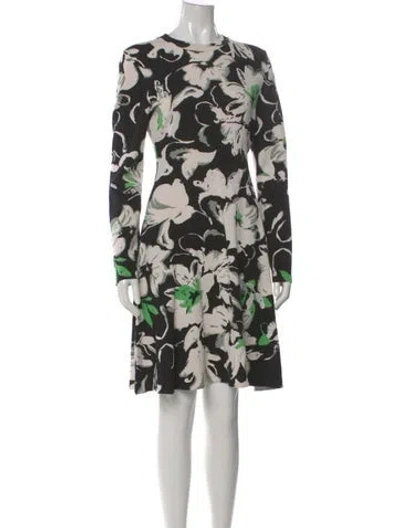 Pre-owned Lela Rose Floral Print Mini Dress In Black