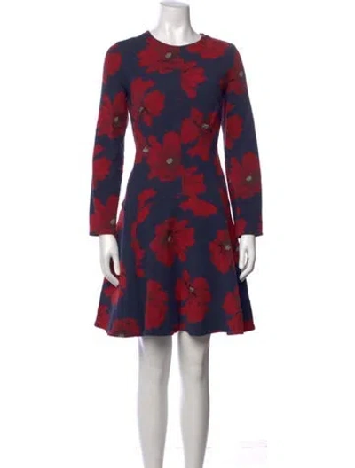 Pre-owned Lela Rose Floral Print Mini Dress In Blue