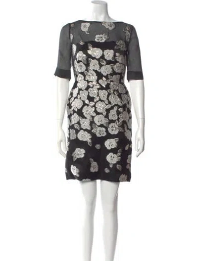 Pre-owned Lela Rose Floral Print Mini Dress In Multi