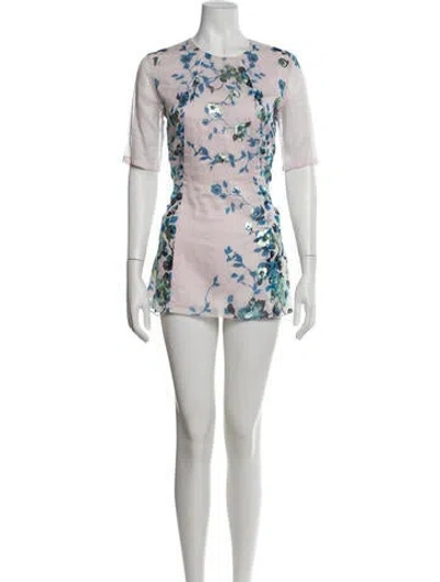 Pre-owned Lela Rose Floral Print Mini Dress In Multicolor