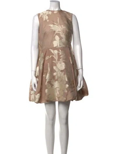 Pre-owned Lela Rose Floral Print Mini Dress In Neutral