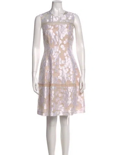 Pre-owned Lela Rose Floral Print Mini Dress In Pink