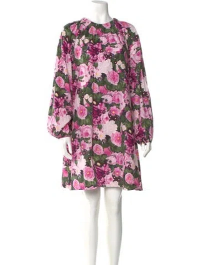 Pre-owned Lela Rose Floral Print Mini Dress In Pink