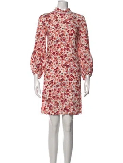 Pre-owned Lela Rose Floral Print Mini Dress In Pink