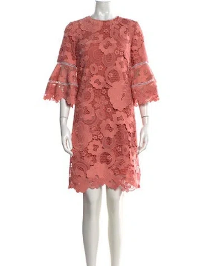 Pre-owned Lela Rose Floral Print Mini Dress In Pink