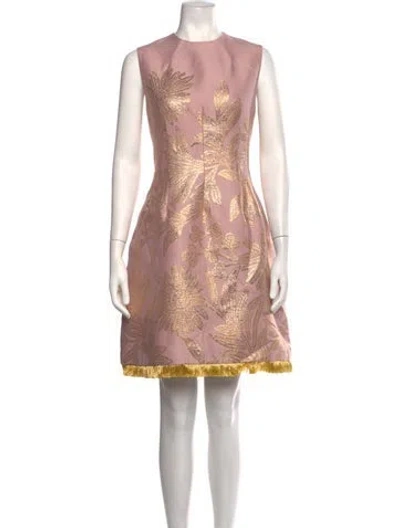 Pre-owned Lela Rose Floral Print Mini Dress In Pink