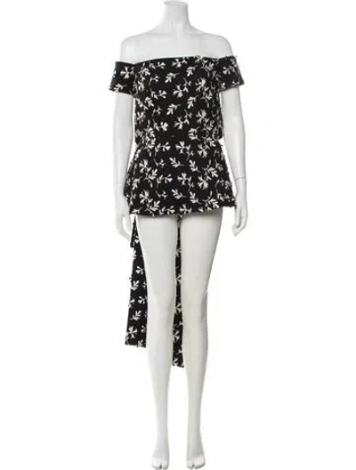 Pre-owned Lela Rose Floral Print Mini Dress W/ Tags In Black