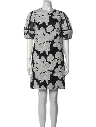 Pre-owned Lela Rose Floral Print Mini Dress W/ Tags In Black