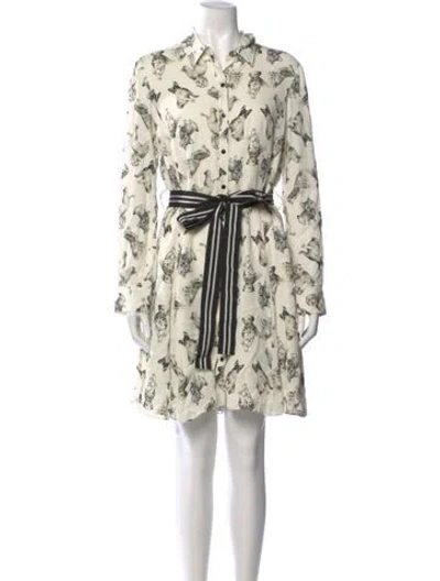 Pre-owned Lela Rose Floral Print Mini Dress W/ Tags In Neutral