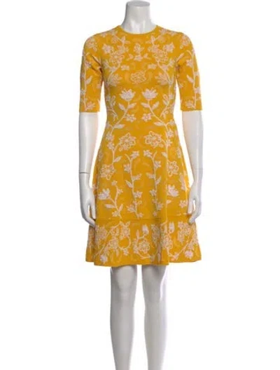 Pre-owned Lela Rose Floral Print Mini Dress W/ Tags In Yellow