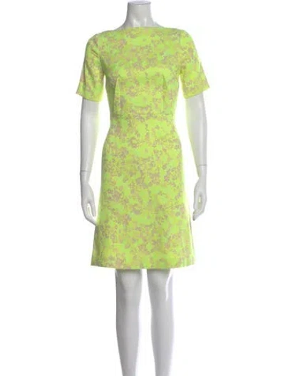 Pre-owned Lela Rose Floral Print Mini Dress In Yellow