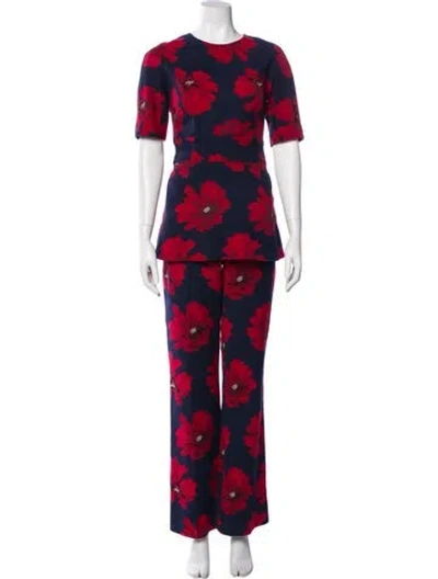 Pre-owned Lela Rose Floral Print Pant Set In Multi