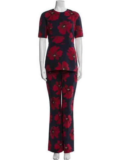 Pre-owned Lela Rose Floral Print Pant Set W/ Tags In Multi