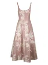 Lela Rose Floral-print Scoop-neck Midi Dress