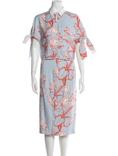 Pre-owned Lela Rose Floral Print Skirt Set In Multi