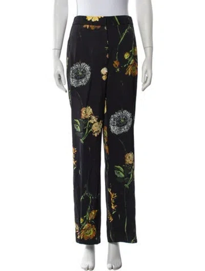 Pre-owned Lela Rose Floral Print Wide Leg Pants In Multi