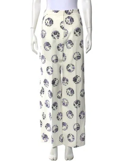 Pre-owned Lela Rose Floral Print Wide Leg Pants In Multi
