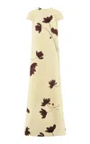 Lela Rose Floral Printed Crepe Augusta Gown In Yellow
