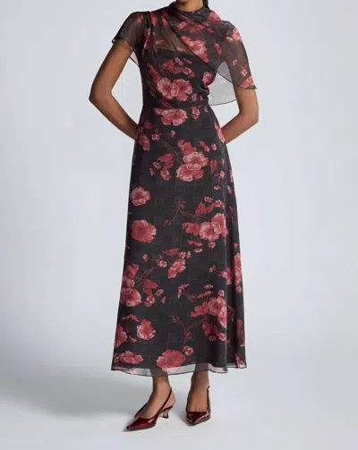Lela Rose Draped Bodice Midi Dress In Multi