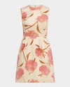 Lela Rose Floral Print Sleeveless Sheath Dress In White