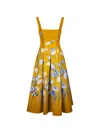 Lela Rose Floral-print Midi Dress In Brown