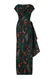 Lela Rose Florence Draped Floral Fil Coupe Gown In Multi