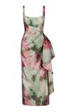 Lela Rose Florence Watercolor Jaquard Maxi Dress