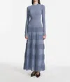 Lela Rose Fringe Detail Knit Piper Dress In Cornflower In Blue