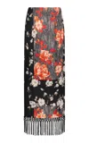 Lela Rose Fringed Stretch-satin Maxi Skirt In Red