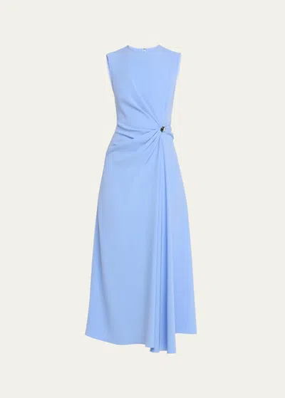 Lela Rose Gathered Midi Dress With Button In Oxford