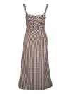 Lela Rose Gingham-check Midi Dress In Brown