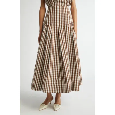 Lela Rose Gingham Check Taffeta Full Skirt In Walnut