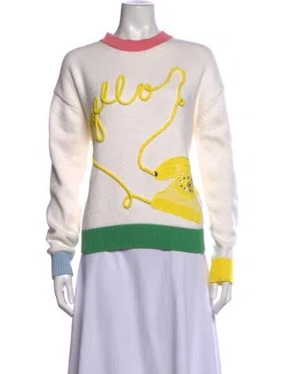Pre-owned Lela Rose Graphic Print Crew Neck Sweater In Neutrals