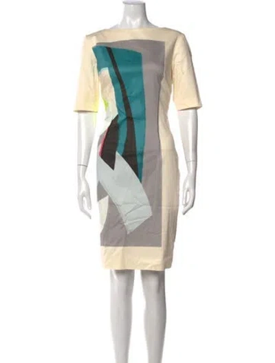 Pre-owned Lela Rose Graphic Print Knee-length Dress In Neutral