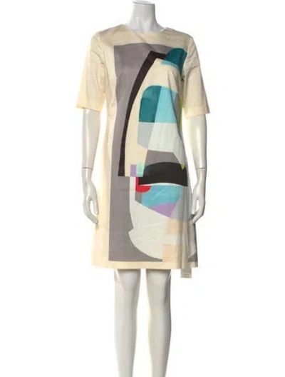Pre-owned Lela Rose Graphic Print Knee-length Dress In Neutral