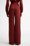 Lela Rose High Waist Satin Wide Leg Pants In Bordeaux